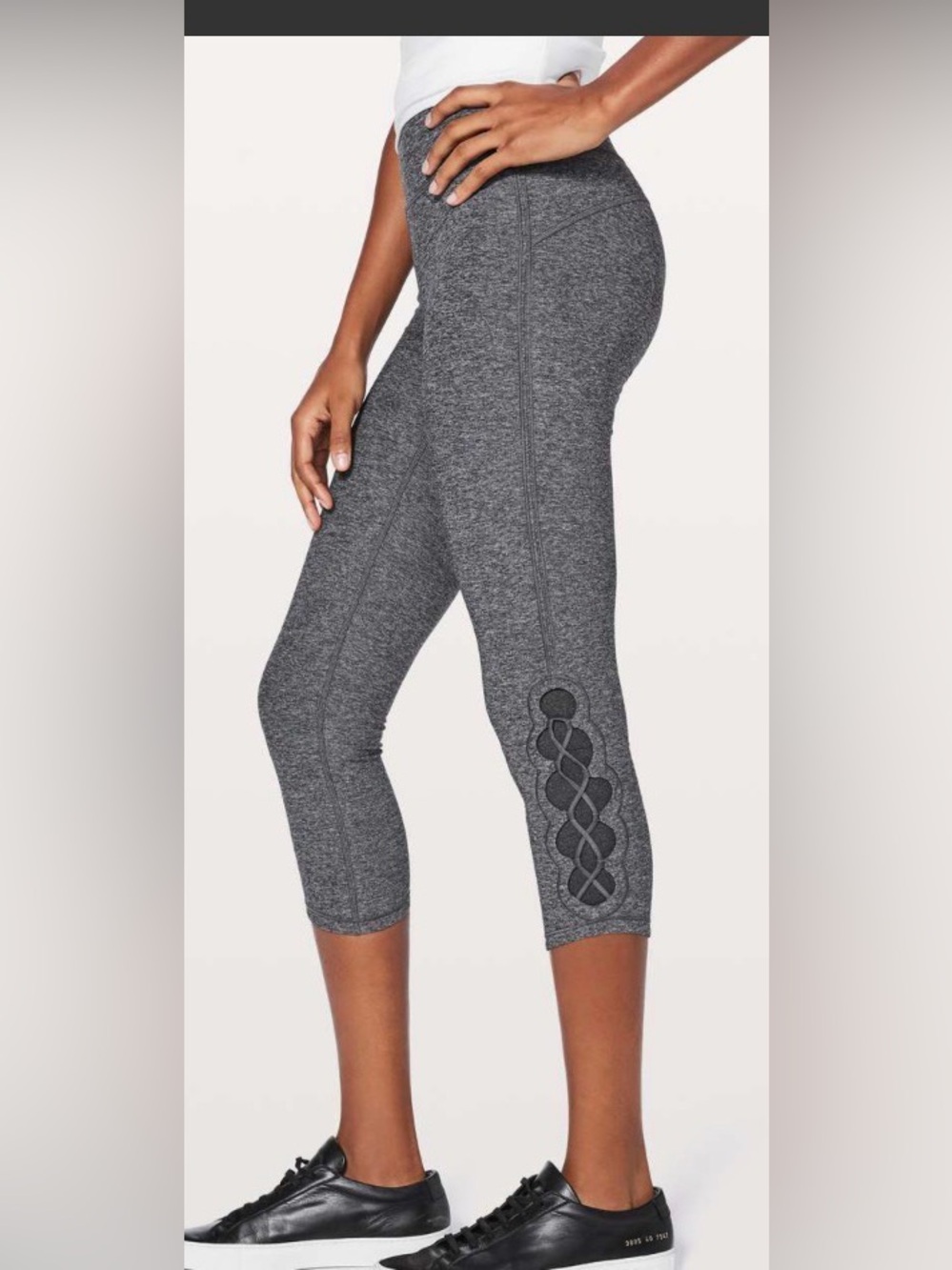lululemon athletica tied to it crop 21” Gray Capri Leggings with Side Lattice